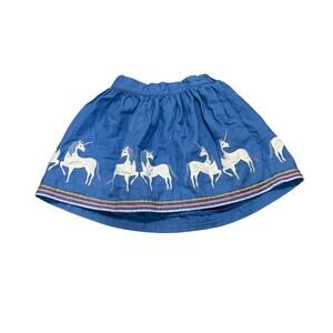 Mini Boden Girls 7-8Y Blue Unicorn Embroidered Skirt Cotton Fairycore Whimsical